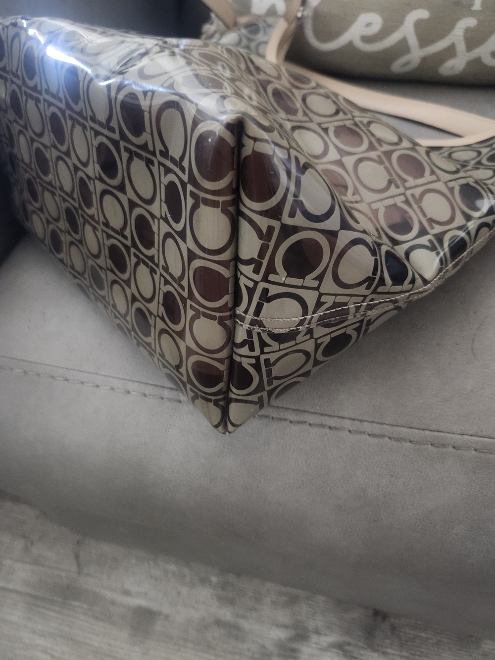 Salvatore Ferragamo Brown Coated Monogram Hobo Bag - Picture 6 of 10